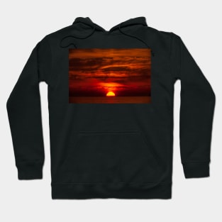 Sunset, clouds, sea, fiery red sky, Germany Hoodie